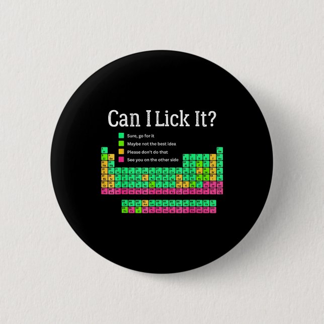 Can I Lick It Periodic Table Teacher Student Kids  6 Cm Round Badge (Front)