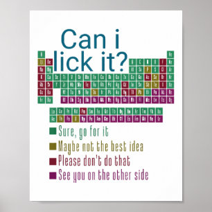 Can I Lick It Periodic Table Teacher Student Kids  Poster