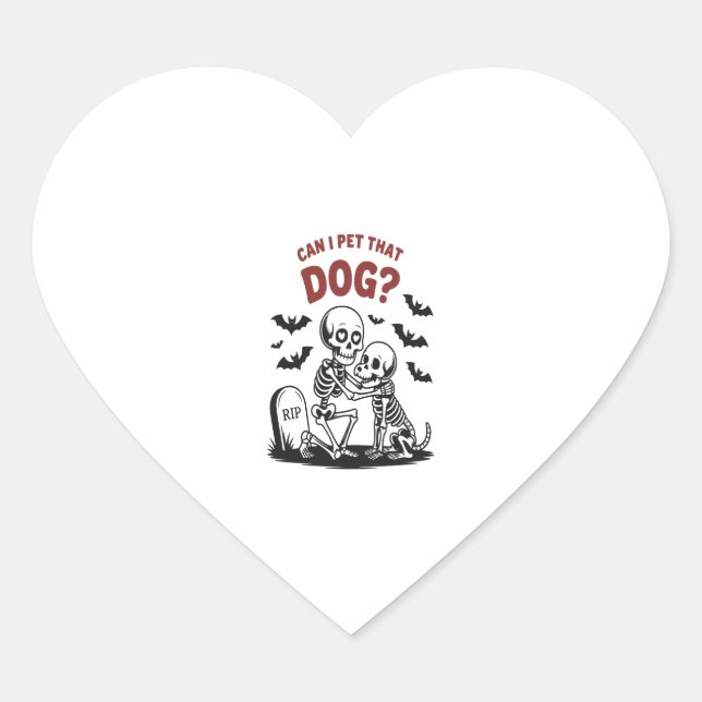 Can I Pet That Dog Halloween Heart Sticker (Front)