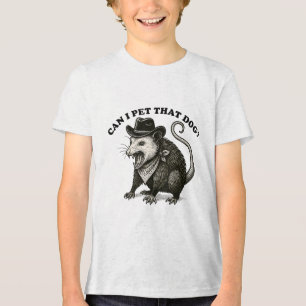 Can I Pet That Dog Meme Animal Lover Funny Opossum Tri-Blend Shirt
