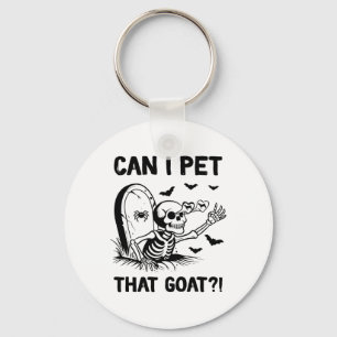 Can I Pet That Goat Halloween Key Ring