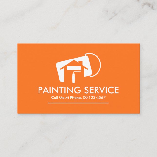 Can Of Paint Home Roller Brush Business Card (Front)
