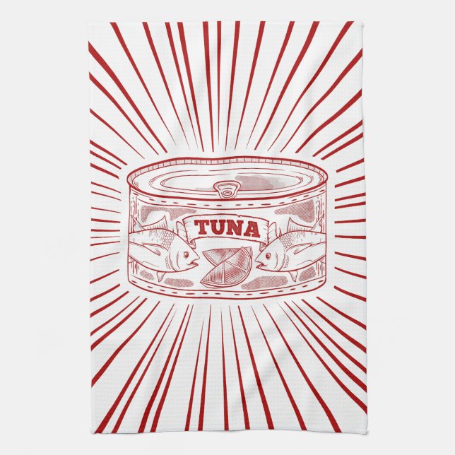 Can of tuna tea towel (Vertical)