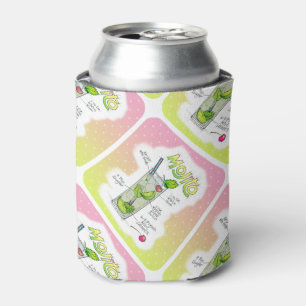 CAN or BOTTLE COOLER, MOJITO RECIPE COCKTAIL ART Cooler