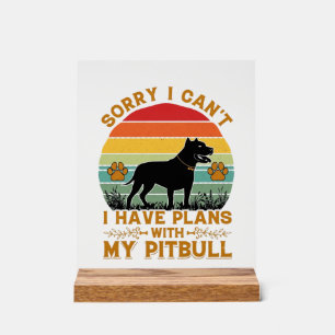 Can Plans Dog Pitbull Retro Sunset_1 Acrylic Sign