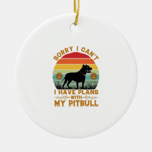 Can Plans Dog Pitbull Retro Sunset_1 Ceramic Tree Decoration