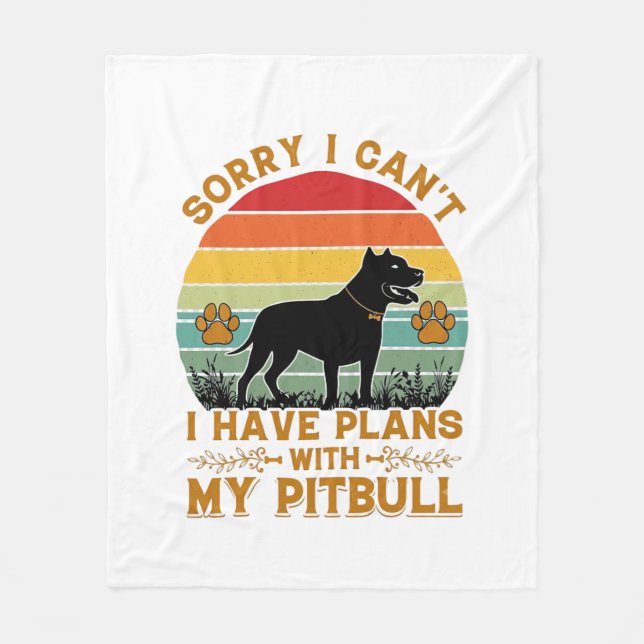 Can Plans Dog Pitbull Retro Sunset_1 Fleece Blanket (Front)