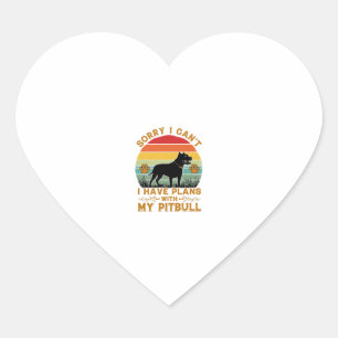 Can Plans Dog Pitbull Retro Sunset_1 Heart Sticker