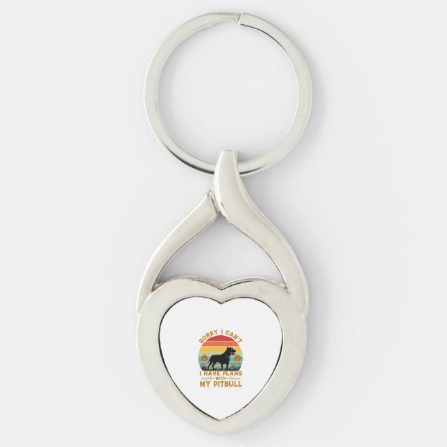 Can Plans Dog Pitbull Retro Sunset_1 Key Ring (Front)