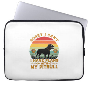 Can Plans Dog Pitbull Retro Sunset_1 Laptop Sleeve