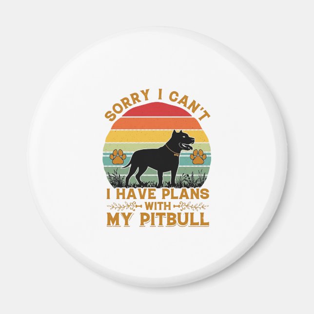 Can Plans Dog Pitbull Retro Sunset_1 Magnet (Front)