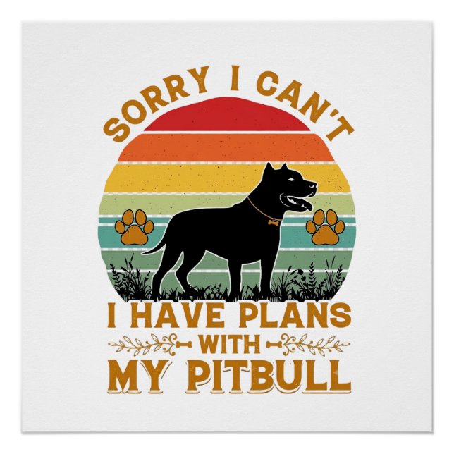 Can Plans Dog Pitbull Retro Sunset_1 Poster (Front)