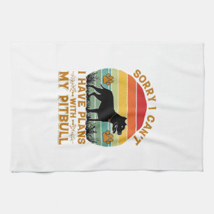 Can Plans Dog Pitbull Retro Sunset_1 Tea Towel