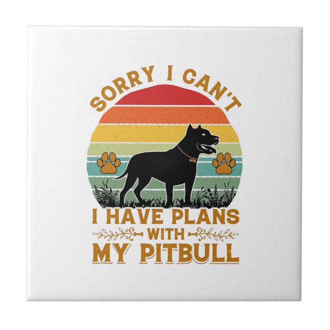 Can Plans Dog Pitbull Retro Sunset_1 Tile (Front)
