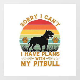 Can Plans Dog Pitbull Retro Sunset_1 Window Cling