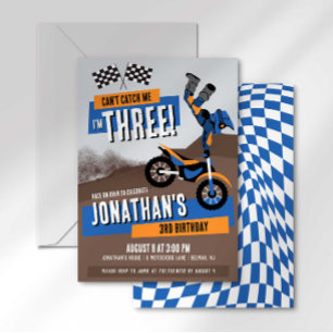 Can’t Catch Me I’m 3 Dirt Bike Motocross Birthday Invitation