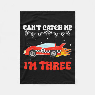 Can’t Catch Me I’m Three 3rd Birthday Red Racing C Fleece Blanket