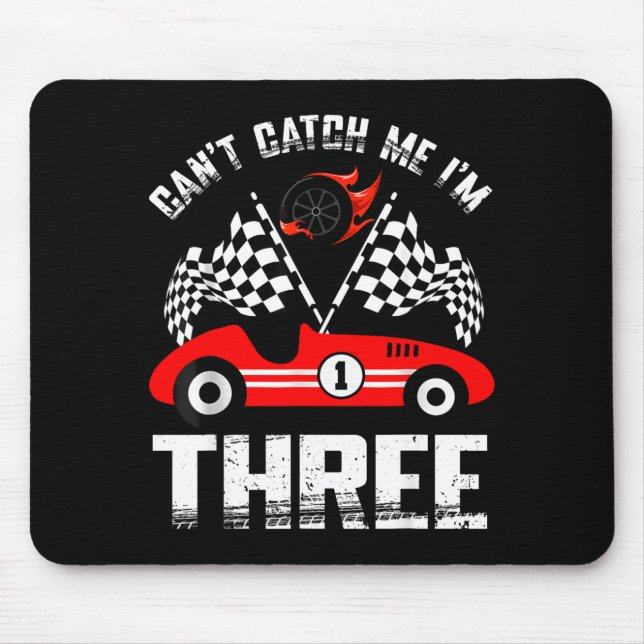 Can’t Catch Me I’m Three 3rd Birthday Red Racing C Mouse Mat (Front)