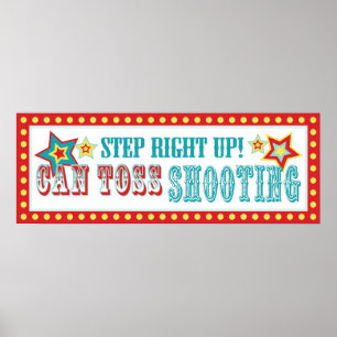 Can Toss Booth Sign Carnival Circus Birthday BL