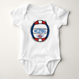 Can U Dig It Volleyball Blue Red Baby Bodysuit