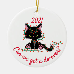 Can We get A Do-over Angry Cat 2020 Ceramic Tree Decoration