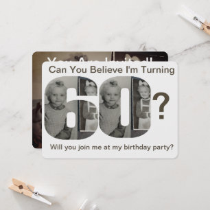 Can You Believe Turning 60? Child Photo Invitation