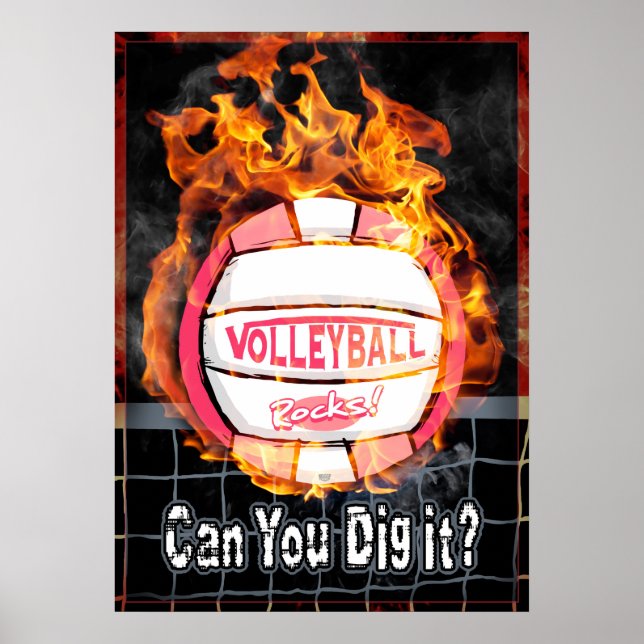 Can You Dig It Burning Pink Volleyball Poster (Front)