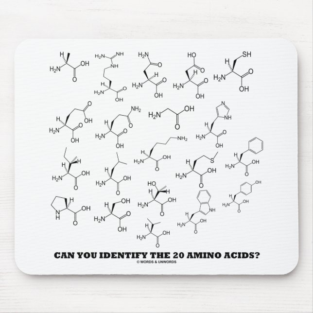 Can You Identify The 20 Amino Acids? (Chemistry) Mouse Mat (Front)