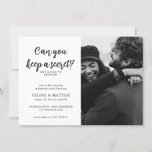 Can you keep a Secret?   Modern Photo Engagement Invitation