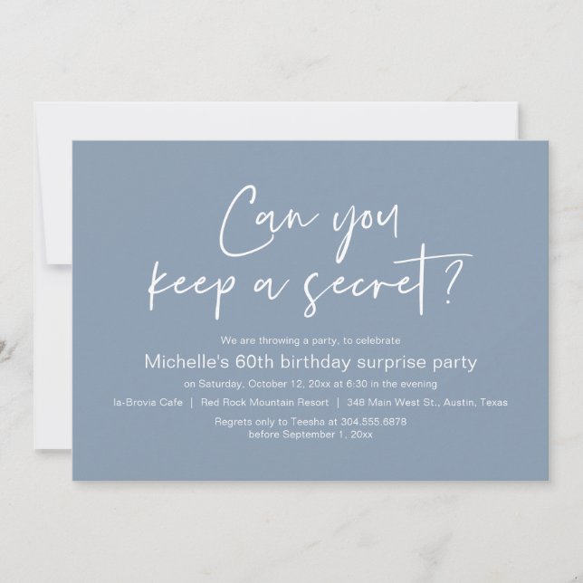 Can You Keep A Secret, Surprise Birthday Party Invitation (Front)