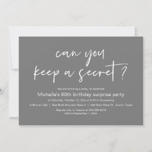 Can You Keep A Secret, Surprise Birthday Party Invitation