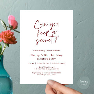 Can You Keep A Secret Surprise Birthday Party Invitation