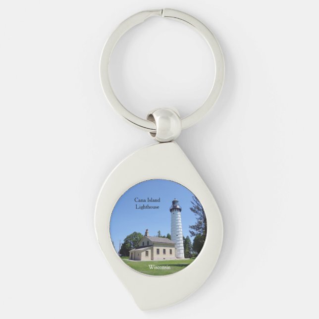 Cana Island Lighthouse metal key chain (Front)