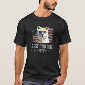 Canaan Dog Best Dog Dad Ever Retro Usa American Fl T-Shirt