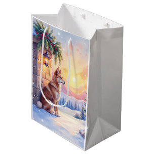 Canaan Dog Desert Stone Winter Christmas Art Medium Gift Bag