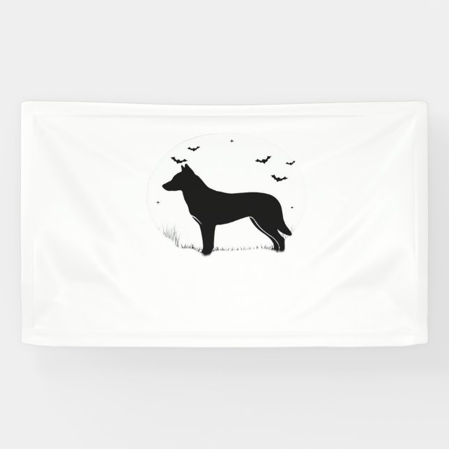 Canaan Dog – Halloween Moon Silhouette Classic T-S Banner (Horizontal)