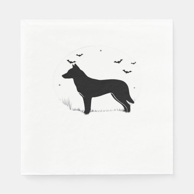 Canaan Dog – Halloween Moon Silhouette Classic T-S Napkin (Front)