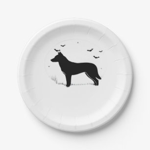 Canaan Dog – Halloween Moon Silhouette Classic T-S Paper Plate