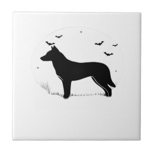 Canaan Dog � Halloween Moon Silhouette Classic T-S Tile