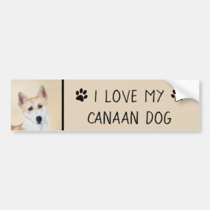 Canaan Dog Painting - Cute Original Dog Art Bumper Sticker