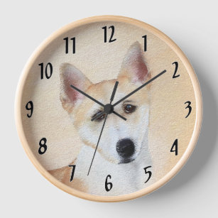 Canaan Dog Painting - Cute Original Dog Art Clock