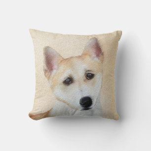Canaan Dog Painting - Cute Original Dog Art Cushion