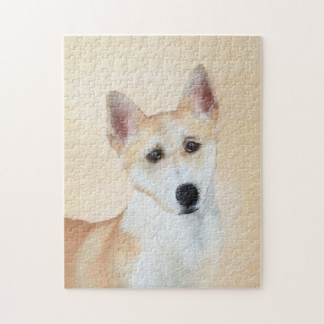 Canaan Dog Painting - Cute Original Dog Art Jigsaw Puzzle (Vertical)