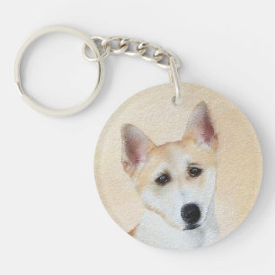 Canaan Dog Painting - Cute Original Dog Art Key Ring