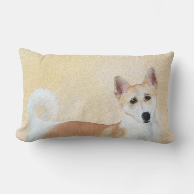 Canaan Dog Painting - Cute Original Dog Art Lumbar Cushion (Front)