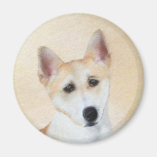 Canaan Dog Painting - Cute Original Dog Art Magnet
