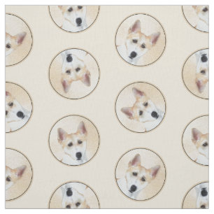 Canaan Dog Painting Cute Original Pet Dog Art Fabric