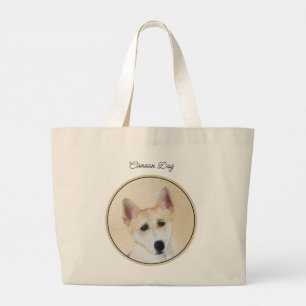 Canaan Dog Painting Cute Original Pet Dog Art Large Tote Bag