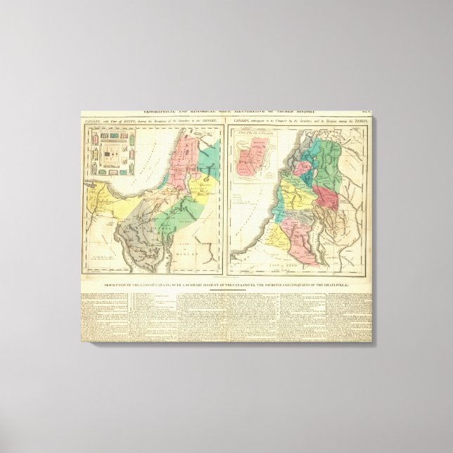 Canaan - Israel Atlas Map Canvas Print (Front)