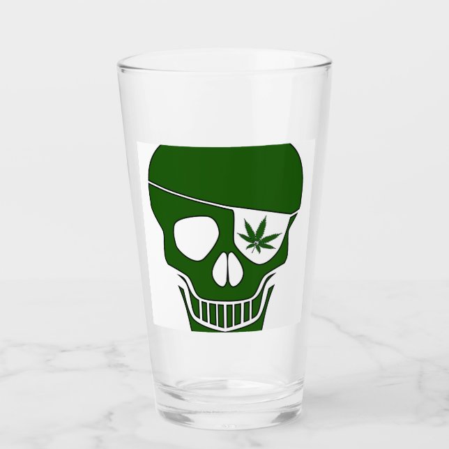 Canabis Patch Skull Glass (Front)